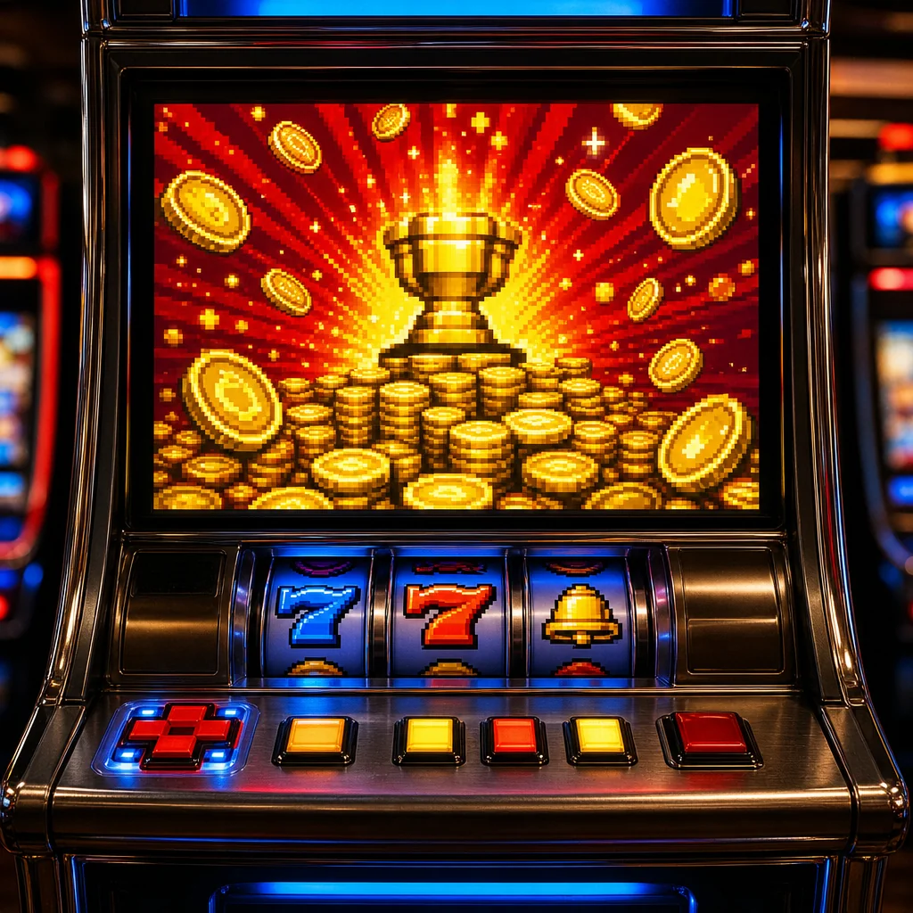 Pixel-bright slot reels spinning for real wins